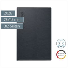 Taschenkalender Mod. Industrie II 2026 | A7, Leder, schwarz