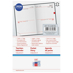 Taschenkalender Mod. Industrie II 2026 | A7, Leder, schwarz