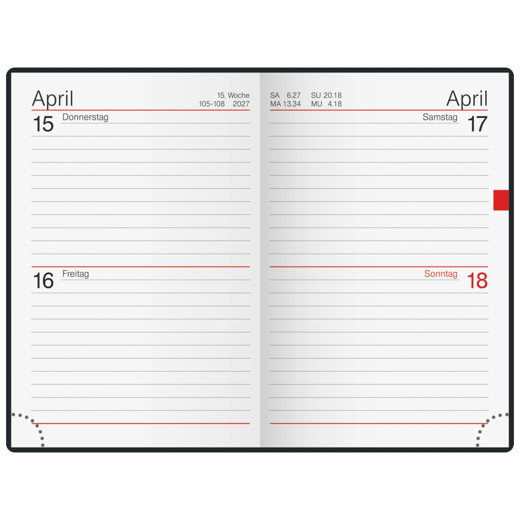 Taschenkalender Mod. Industrie II 2027 | A7, Leder, schwarz
