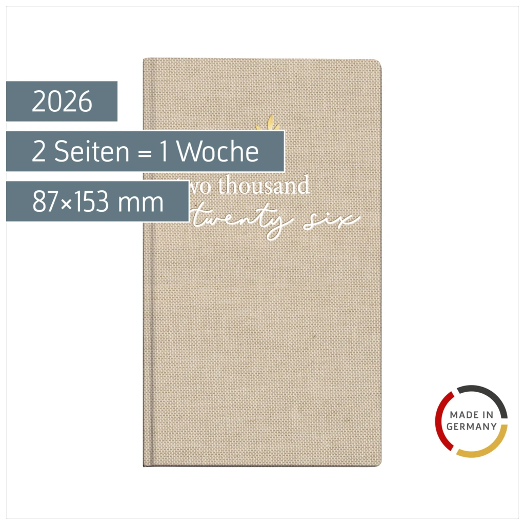 Taschenkalender Mod. Taschenplaner int. 2026 „Icecoffee“ | A6, Textil
