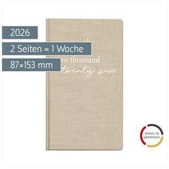 Taschenkalender Mod. Taschenplaner int. 2026 „Icecoffee“ | A6, Textil