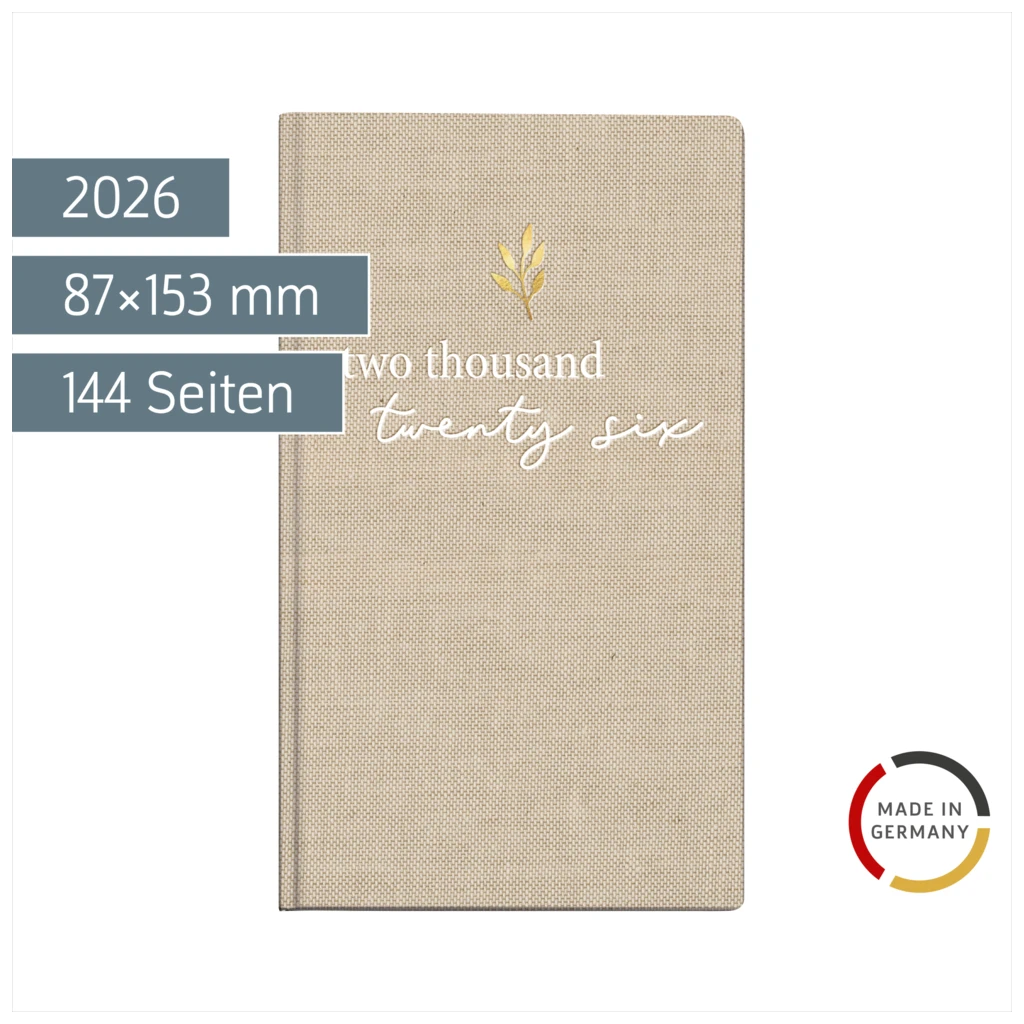 Taschenkalender Mod. Taschenplaner int. 2026 „Icecoffee“ | A6, Textil