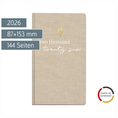 Taschenkalender Mod. Taschenplaner int. 2026 „Icecoffee“ | A6, Textil