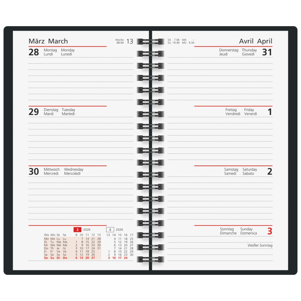 Taschenkalender Mod. Taschenplaner int. 2026 | A6, Papier, blau