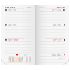Wochen-Ersatzkalendarium Mod. Taschenplaner int. 2026 | 87×153 mm, Karton, weiß