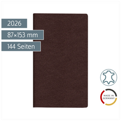 Taschenkalender Mod. Taschenplaner int. 2026 | A6, Leder, weinrot