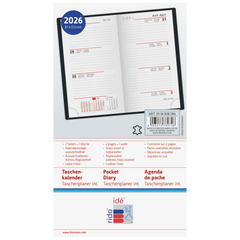 Taschenkalender Mod. Taschenplaner int. 2026 | A6, Leder, weinrot