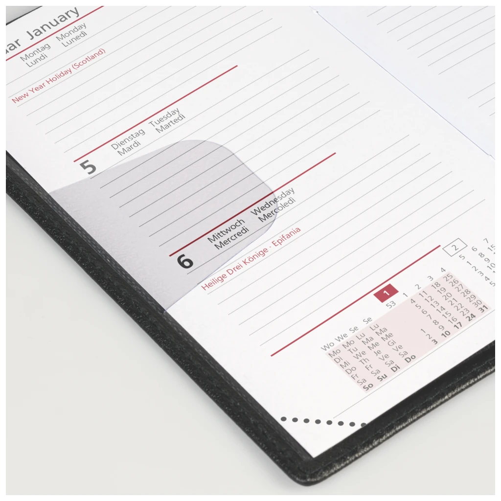 Taschenkalender Mod. Taschenplaner int. 2027 | A6, Kunstleder, rot