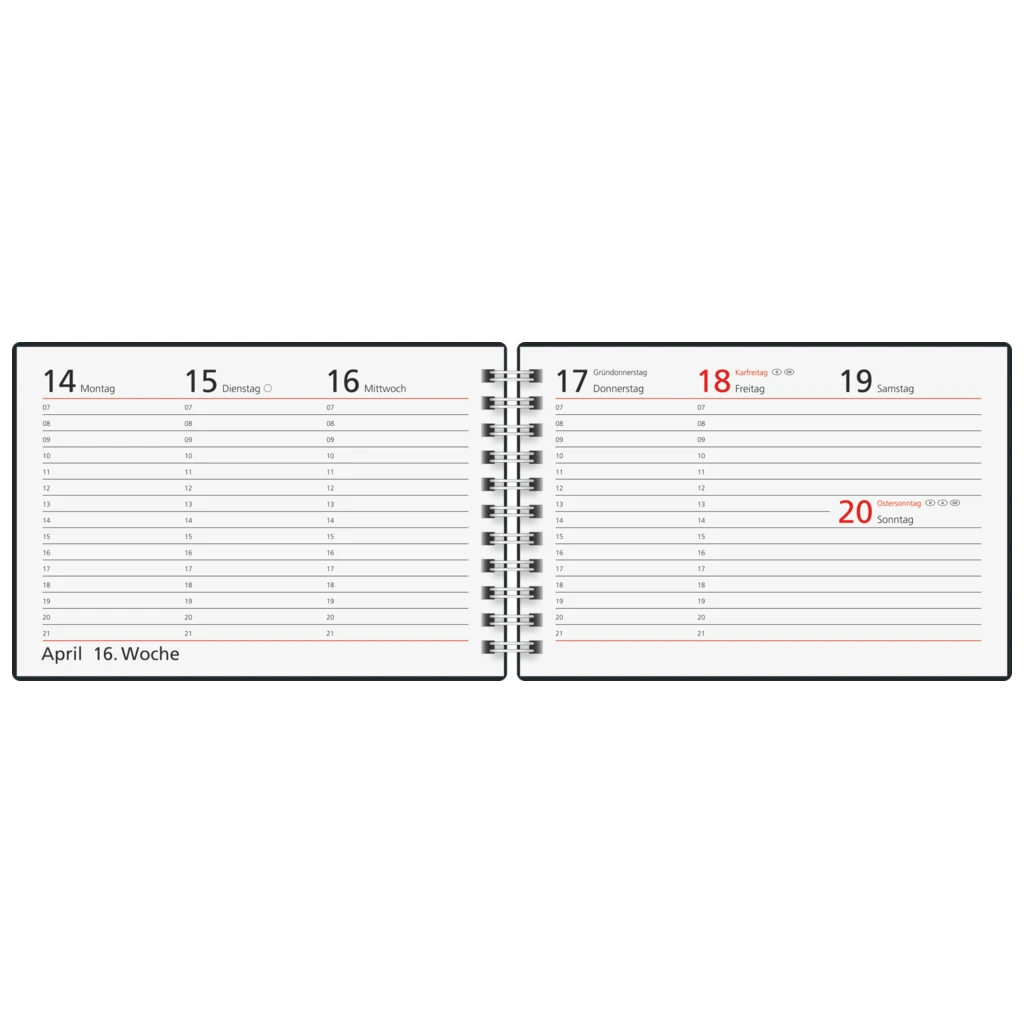 Taschenkalender Mod. Septimus 2026 | A6 quer, Papier, grün