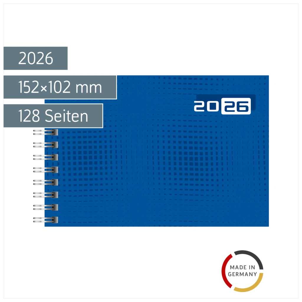 Taschenkalender Mod. Septimus 2026 | A6 quer, Papier, blau