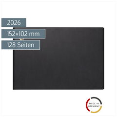 Taschenkalender Mod. Septimus 2026 | A6 quer, Kunststoff, schwarz