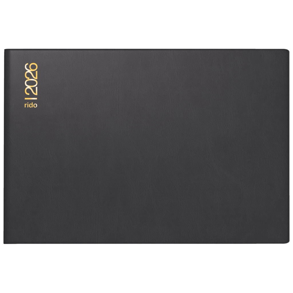 Taschenkalender Mod. Septimus 2026 | A6 quer, Kunststoff, schwarz