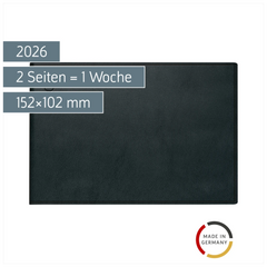 Taschenkalender Mod. Septimus 2026 | A6 quer, Kunststoff, schwarz