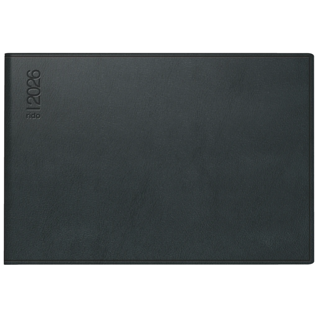 Taschenkalender Mod. Septimus 2026 | A6 quer, Kunststoff, schwarz