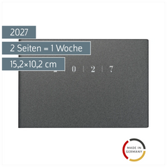 Taschenkalender Mod. Septimus 2027 | A6 quer, Kunststoff, grau
