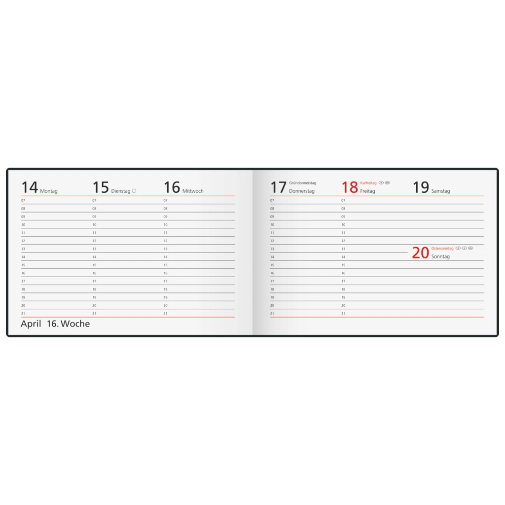 Taschenkalender Mod. Septimus 2026 | A6 quer, Kunstleder, schwarz