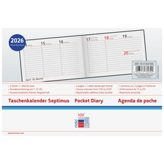 Taschenkalender Mod. Septimus 2026 | A6 quer, Kunstleder, schwarz