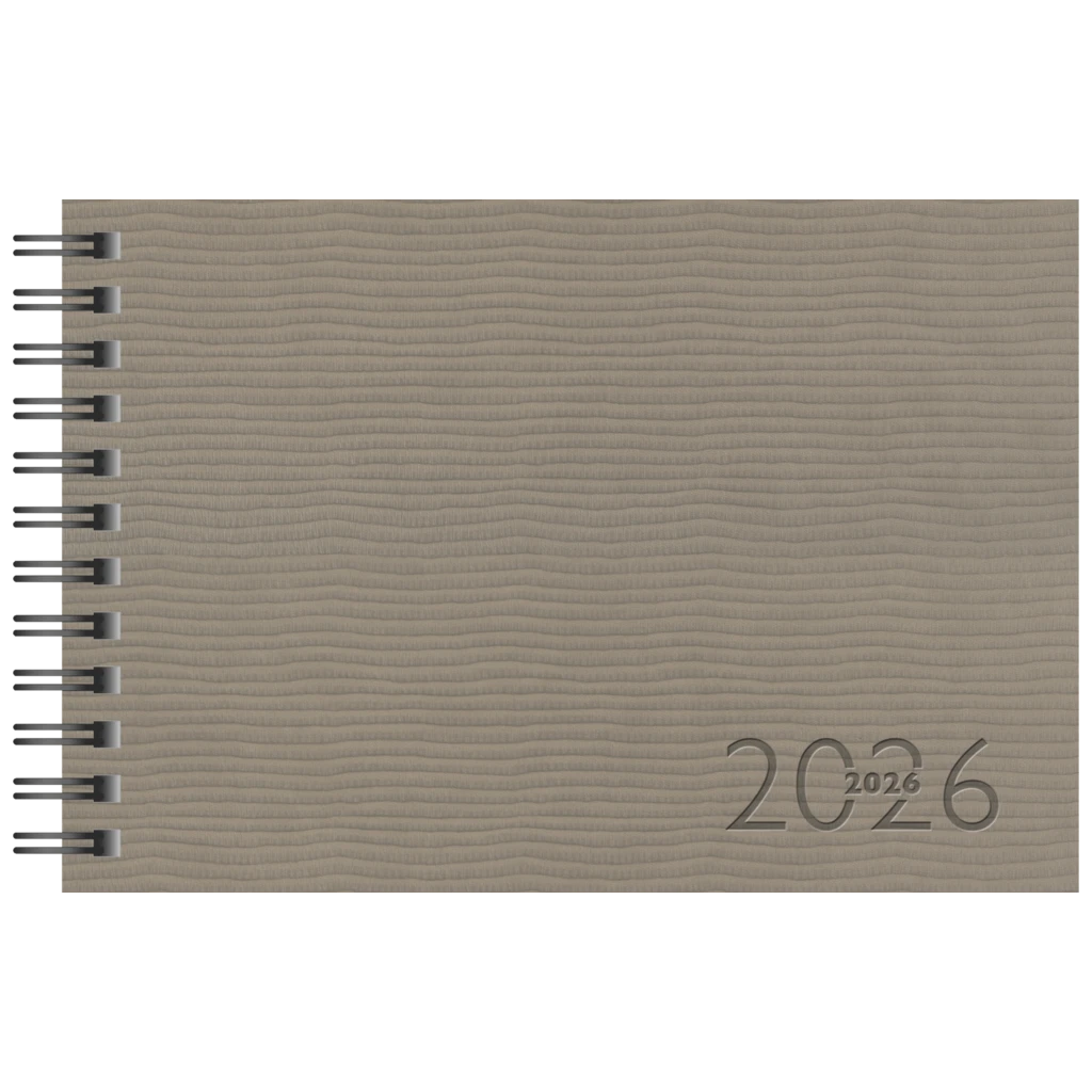 Taschenkalender Mod. Septimus 2026 | A6 quer, Kunstleder, grau