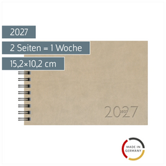 Taschenkalender Mod. Septimus 2027 | A6 quer, Kunstleder, grau