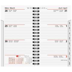 Wochen-Ersatzkalendarium Mod. Taschenplaner int. '25 | 87×153 mm, Karton, weiß