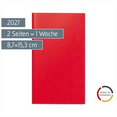 Taschenkalender Mod. Taschenplaner int. 2027 | A6, Kunstleder, rot