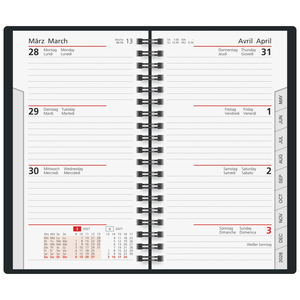 Taschenkalender Mod. Taschenplaner int. 2027 | A6, Kunstleder, rot