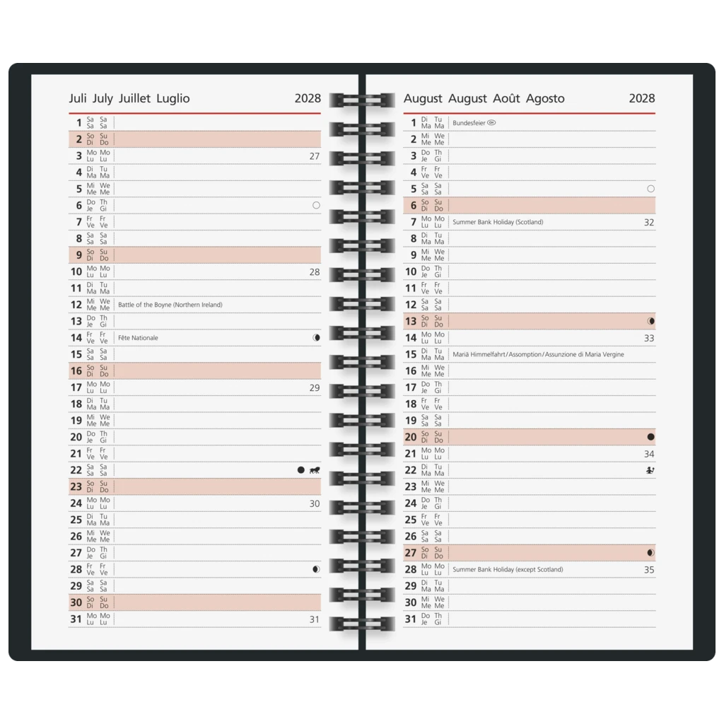 Taschenkalender Mod. Taschenplaner int. 2027 | A6, Kunstleder, rot