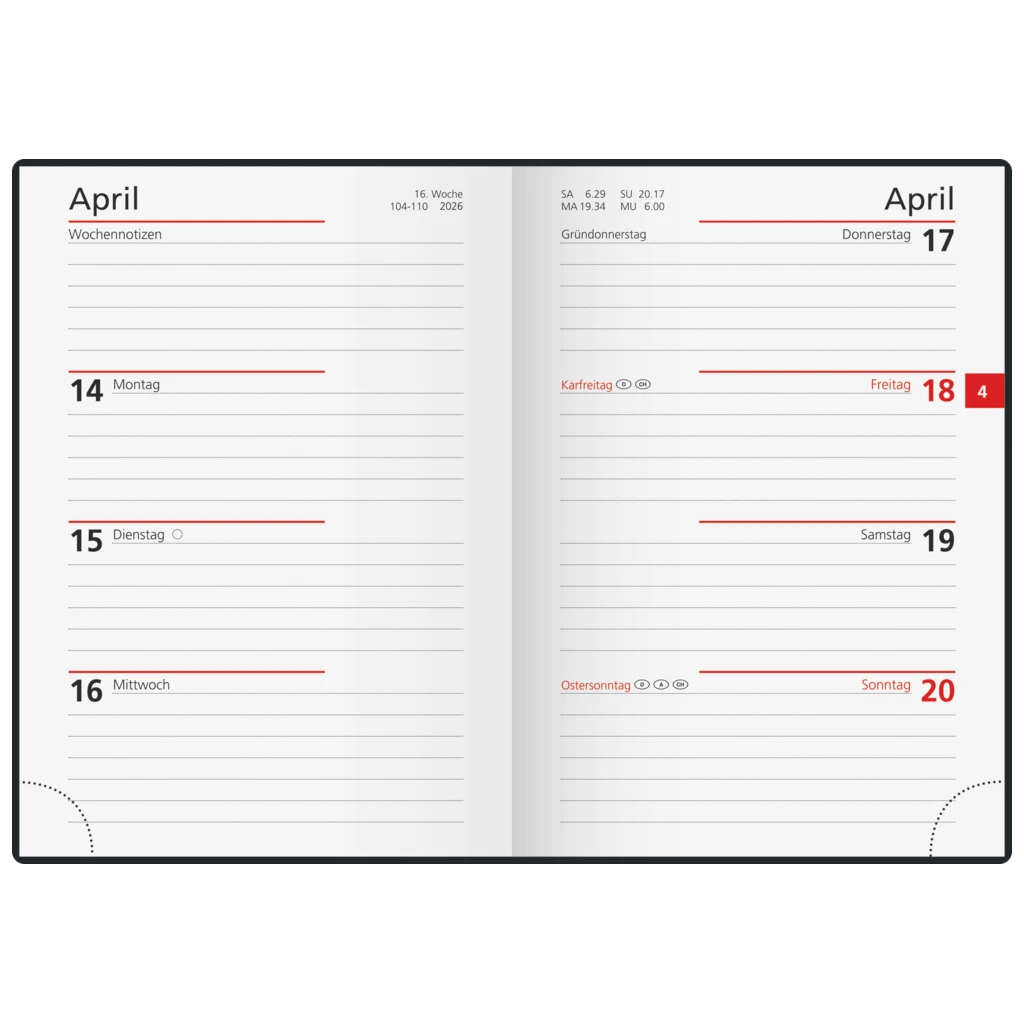 Taschenkalender Mod. perfect/Technik I '26 | A6, Kunststoff, schwarz