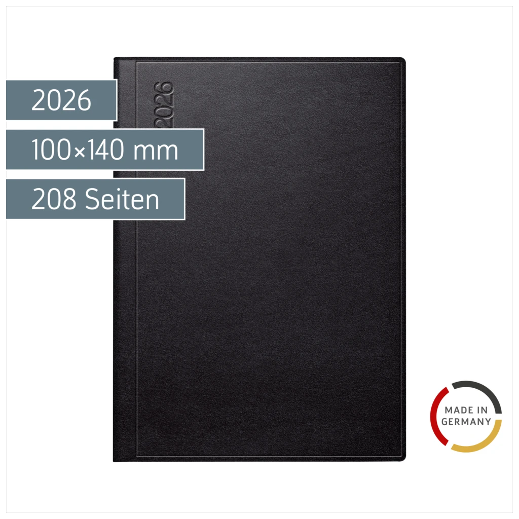 Taschenkalender Mod. perfect/Technik I 2026 | A6, Kunstleder, schwarz