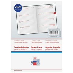 Taschenkalender Mod. perfect/Technik I 2026 | A6, Kunstleder, schwarz