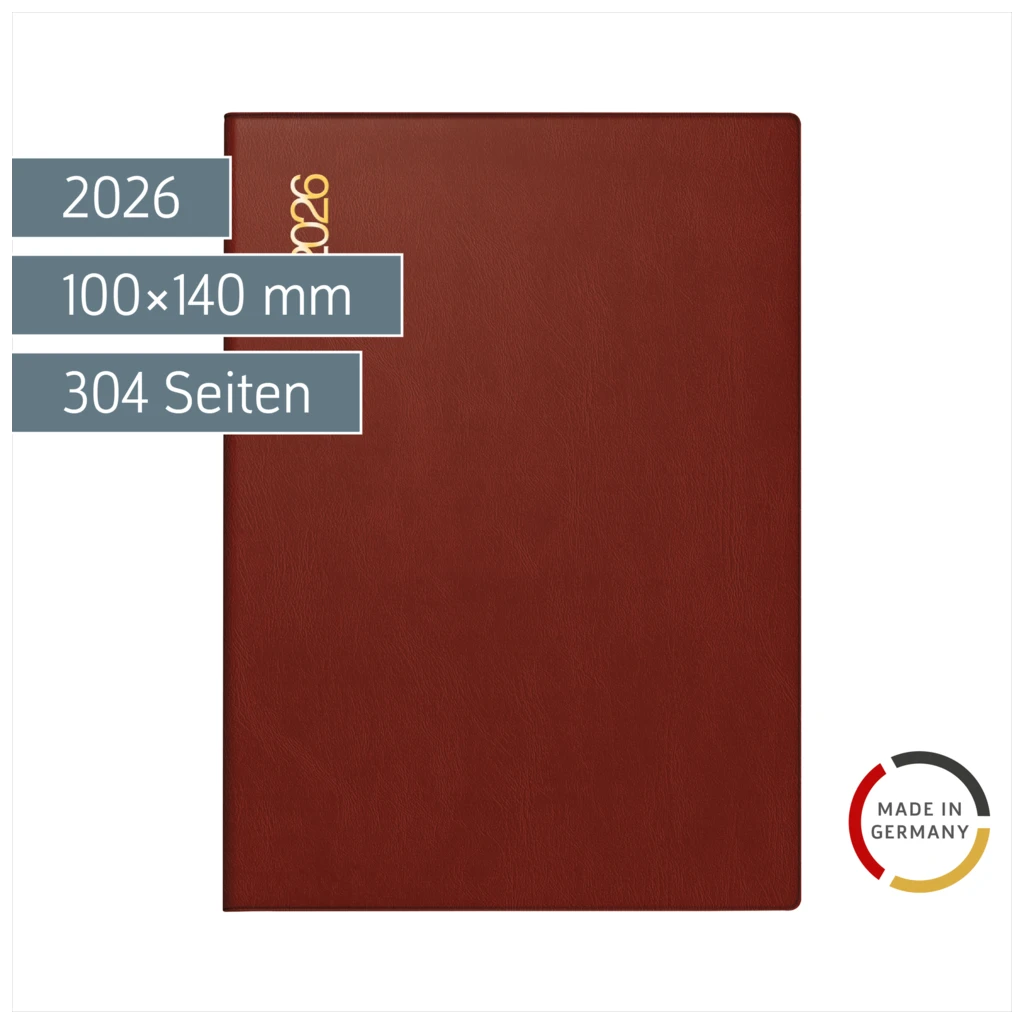 Taschenkalender Mod. Technik II 2026 | A6, Kunststoff, bordeaux