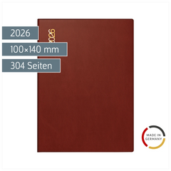 Taschenkalender Mod. Technik II 2026 | A6, Kunststoff, bordeaux
