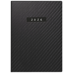 Taschenkalender Mod. Technik II 2026 „Carbon“ | A6, Kunstleder