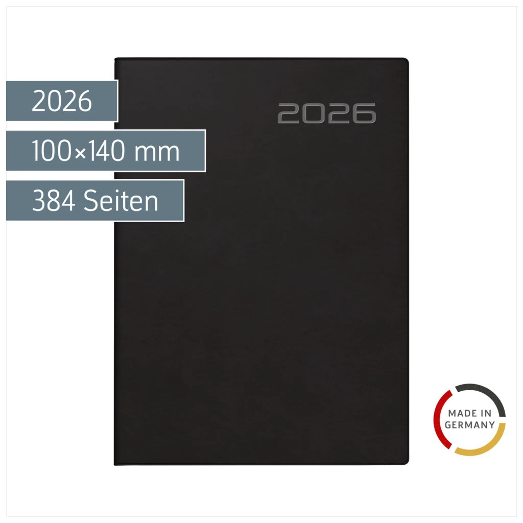 Taschenkalender Mod. Technik III 2026 | A6, Kunststoff, schwarz