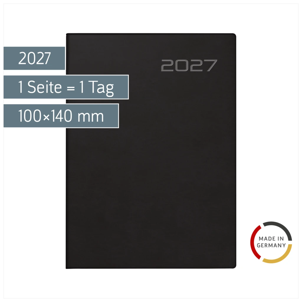 Taschenkalender Mod. Technik III 2027 | A6, Kunststoff, schwarz
