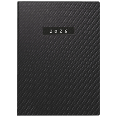 Taschenkalender Mod. Technik III 2026 „Carbon“ | A6, Kunstleder