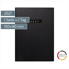 Taschenkalender Mod. Technik III 2027 „Carbon“ | A6, Kunstleder