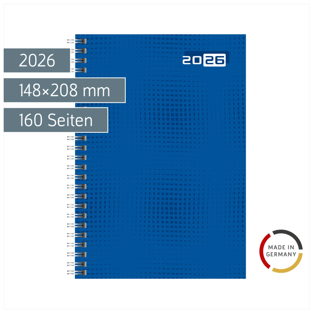 Buchkalender Mod. futura 2 2026 | A5, Papier, blau