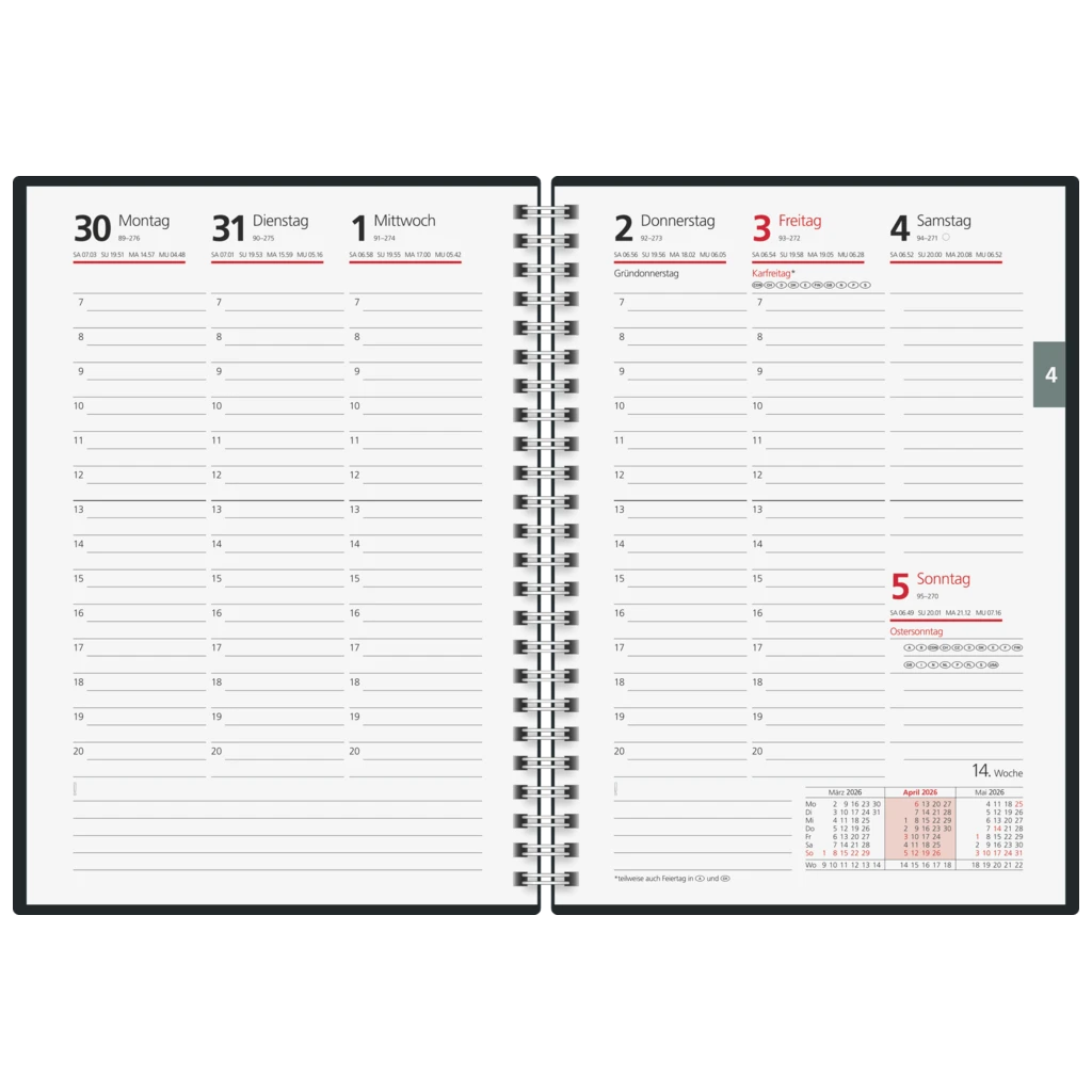 Buchkalender Mod. futura 2 2026 | A5, Papier, blau