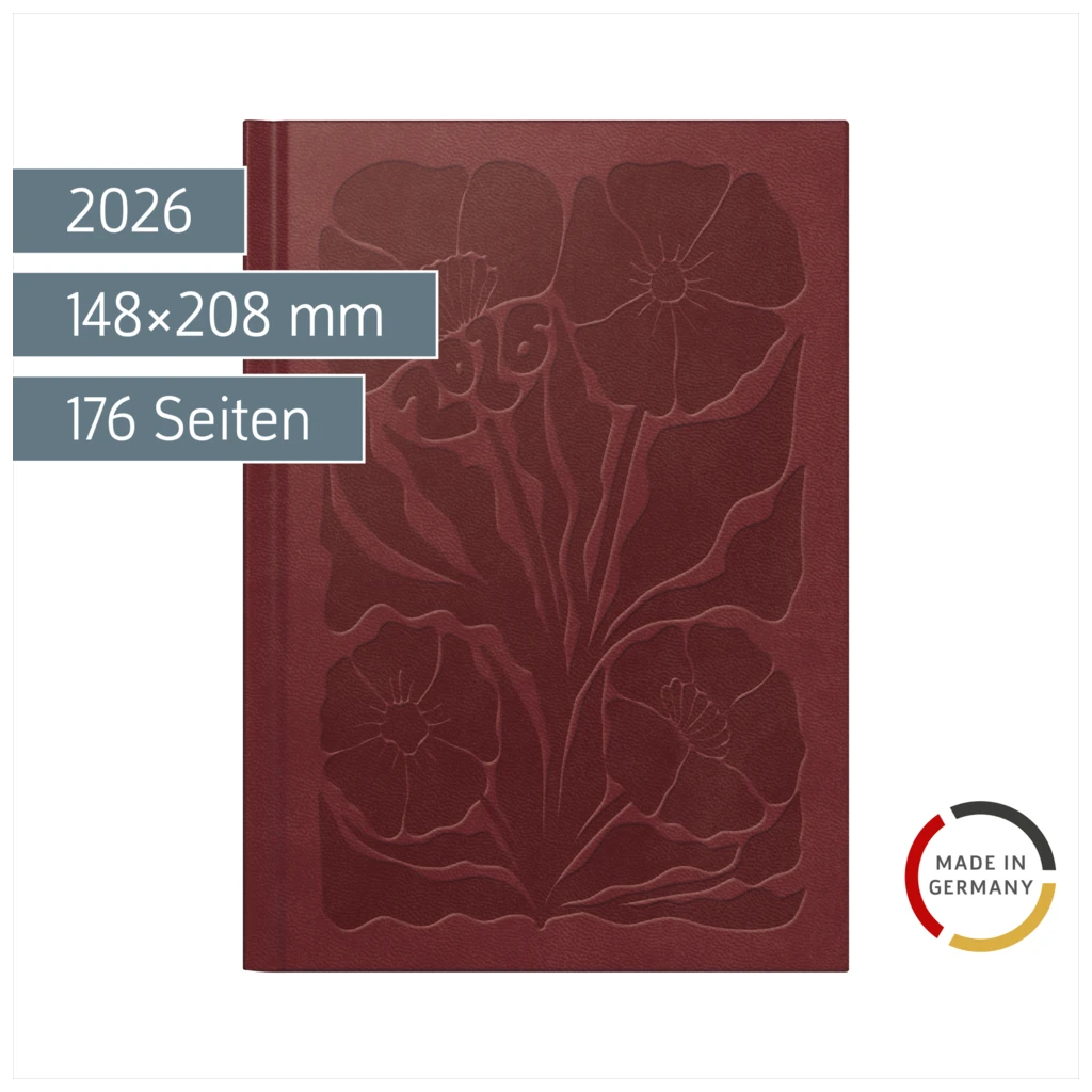 Buchkalender Mod. futura 2 2026 „Blossom“ | A5, Kunstleder