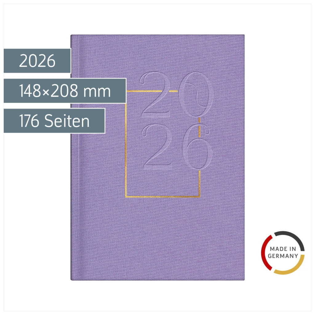 Buchkalender Mod. futura 2 2026 „Lavender“ | A5, Textil