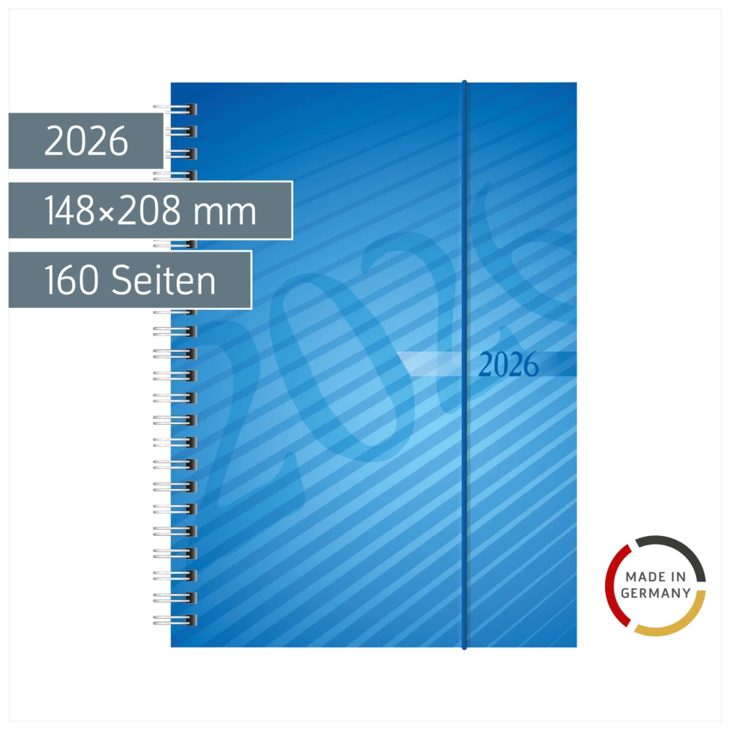 Buchkalender Mod. futura 2 2026 | A5, Kunststoff, blau