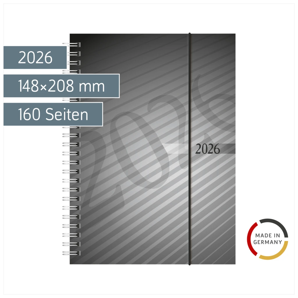 Buchkalender Mod. futura 2 2026 | A5, Kunststoff, anthrazit