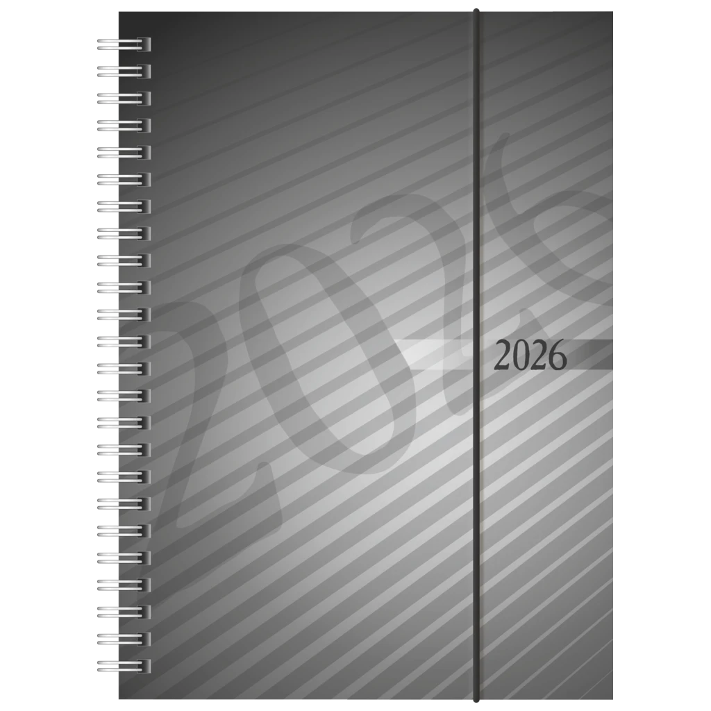 Buchkalender Mod. futura 2 2026 | A5, Kunststoff, anthrazit