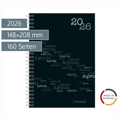 Buchkalender Mod. futura 2 2026 | A5, Kunststoff, schwarz
