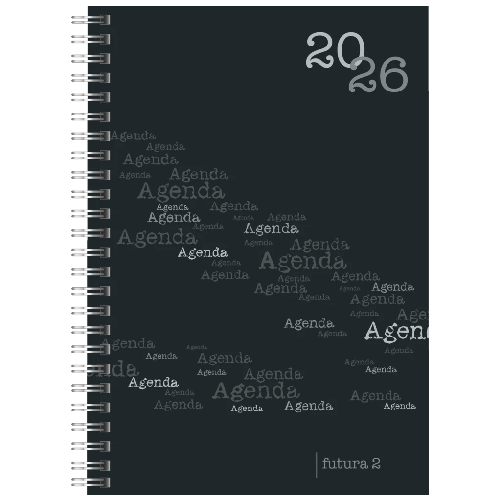 Buchkalender Mod. futura 2 2026 | A5, Kunststoff, schwarz