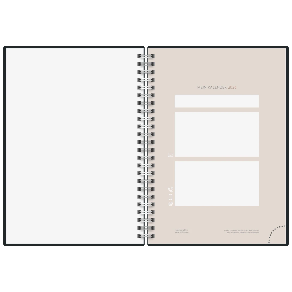 Buchkalender Premium Young Line 2026 „Marble“ | A5, Papier