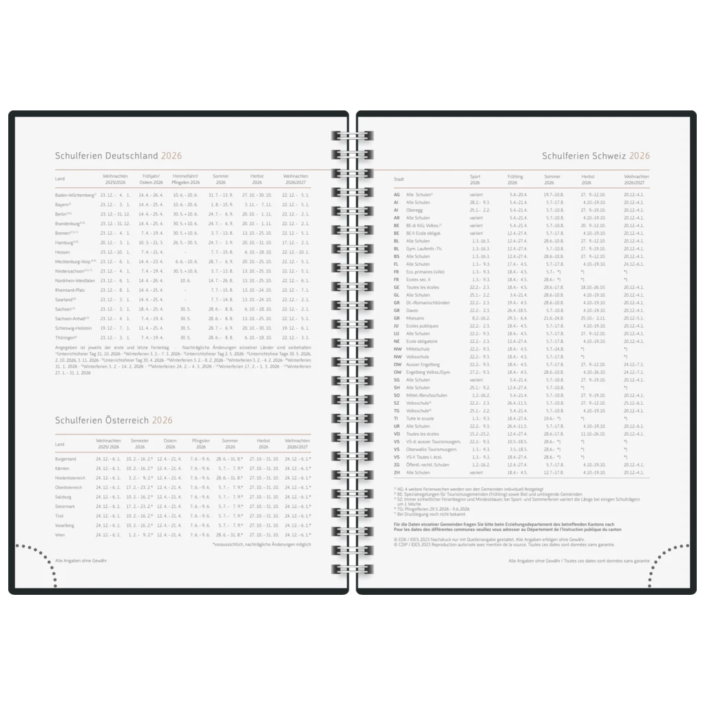 Buchkalender Premium Young Line 2026 „Marble“ | A5, Papier