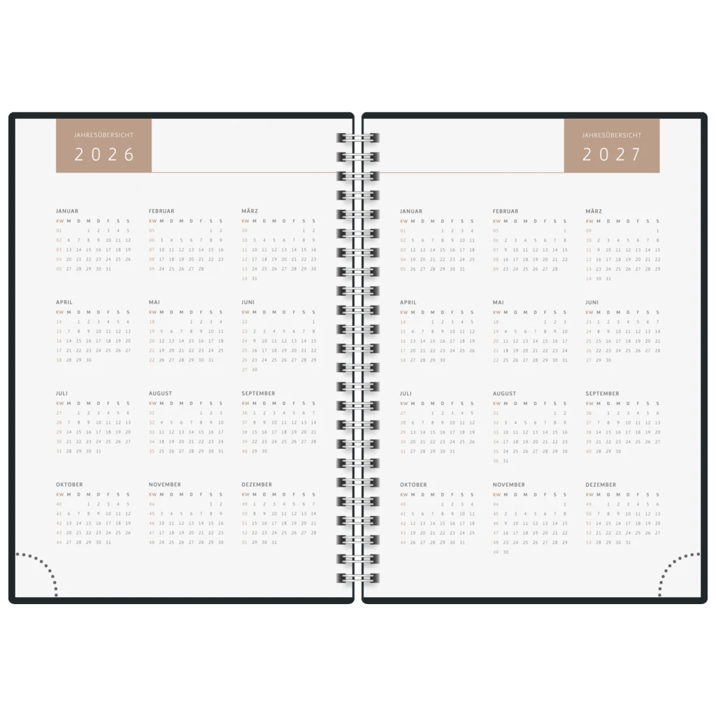 Buchkalender Premium Young Line 2026 „Marble“ | A5, Papier