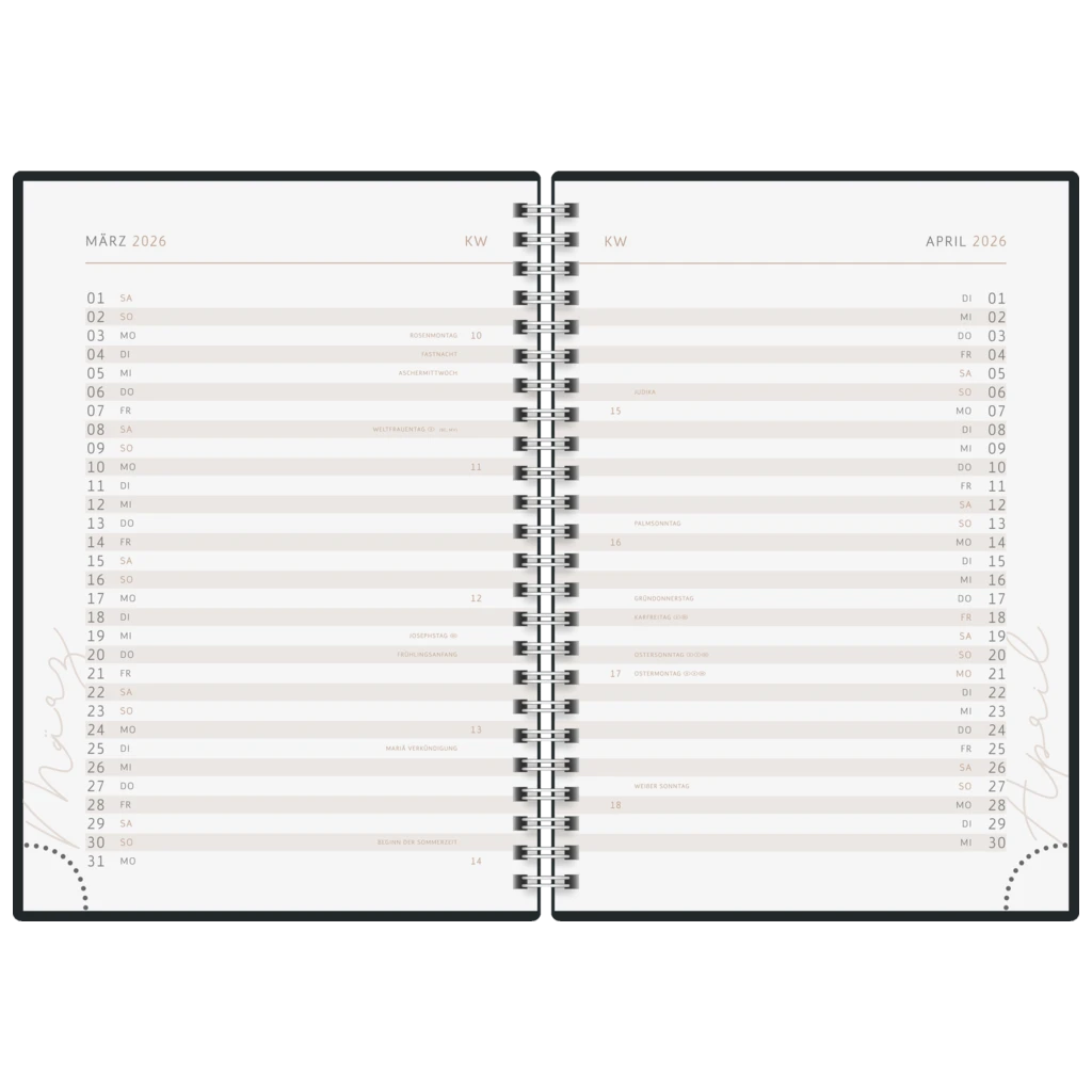 Buchkalender Premium Young Line 2026 „Marble“ | A5, Papier